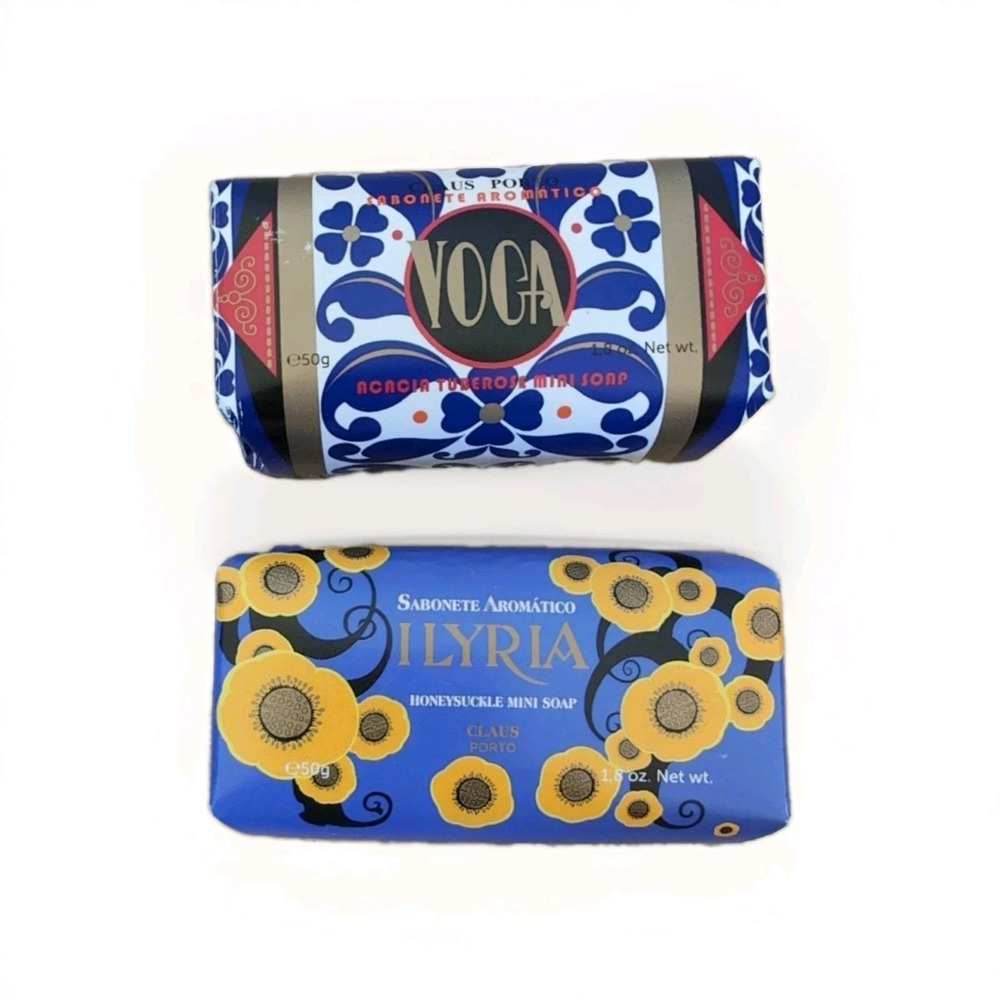 2 Claus Porto Mini Soaps Sabonette Yoga Acacia Tuberose & Ilyria Honeysuckle Lot